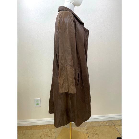 Vintage Womens Jacket Sz S Lambskin Leather Oversized Hipster Grunge Car Coat - Picture 10 of 12